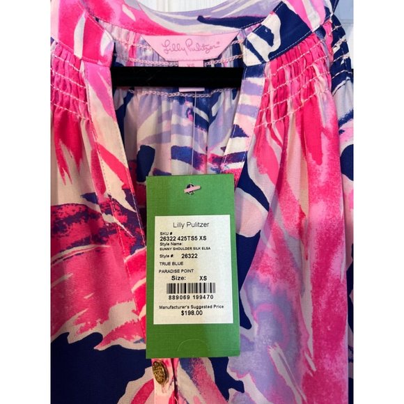 Lilly Pulitzer Romper XS NWT Sunny Shoulder Silk Elsa Paradise Point $198 - Picture 3 of 10